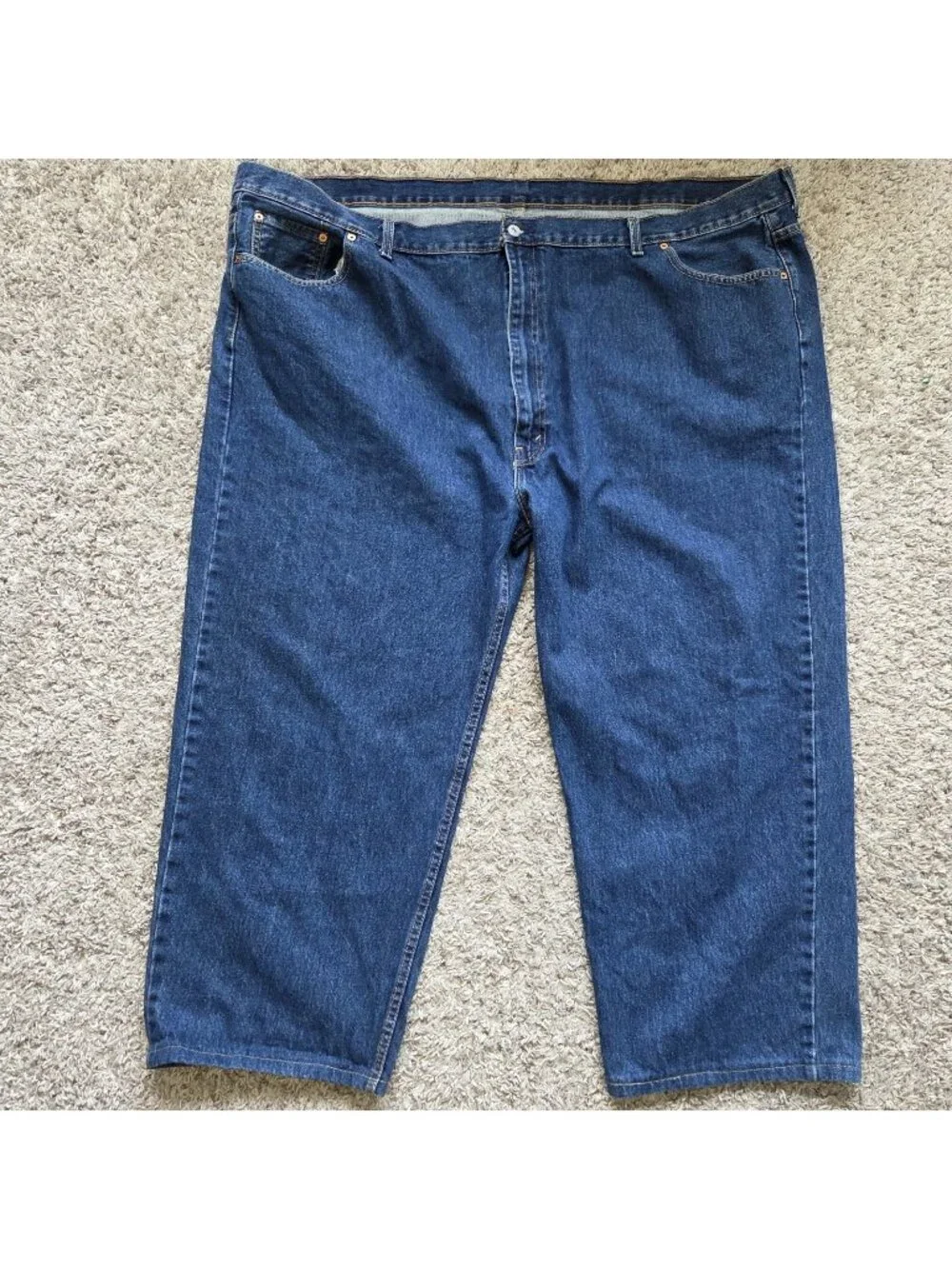 Levis Jeans Mens 56x27 Tag 56x30 Relaxed Denim Blue 550 Dark Wash Heemed*
